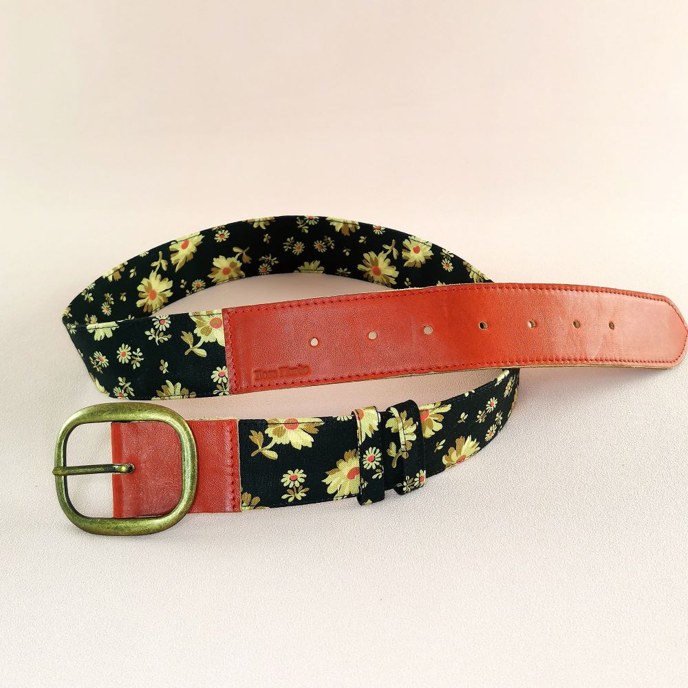 Ceinture en cuir et tissu