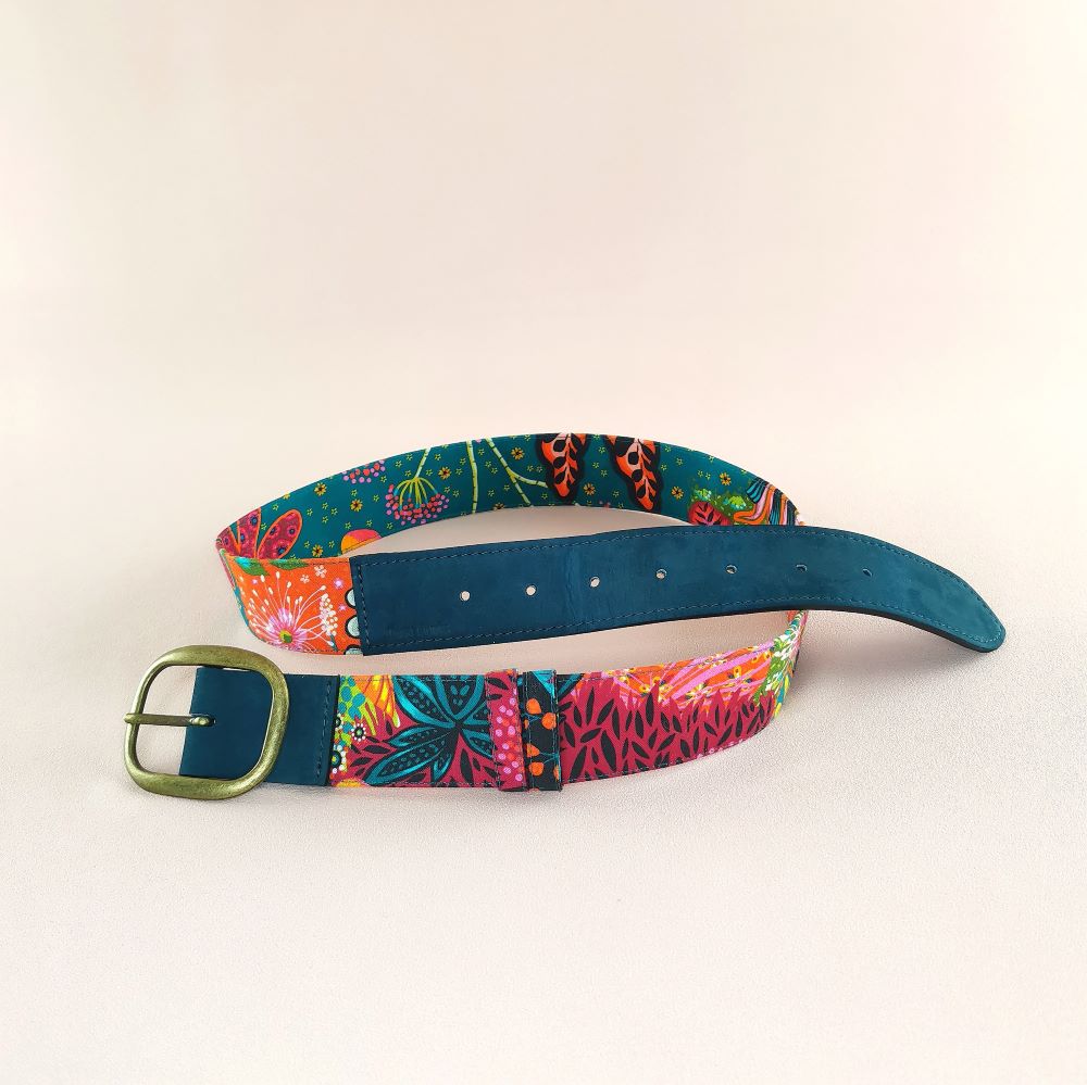 Ceinture en cuir et tissu
