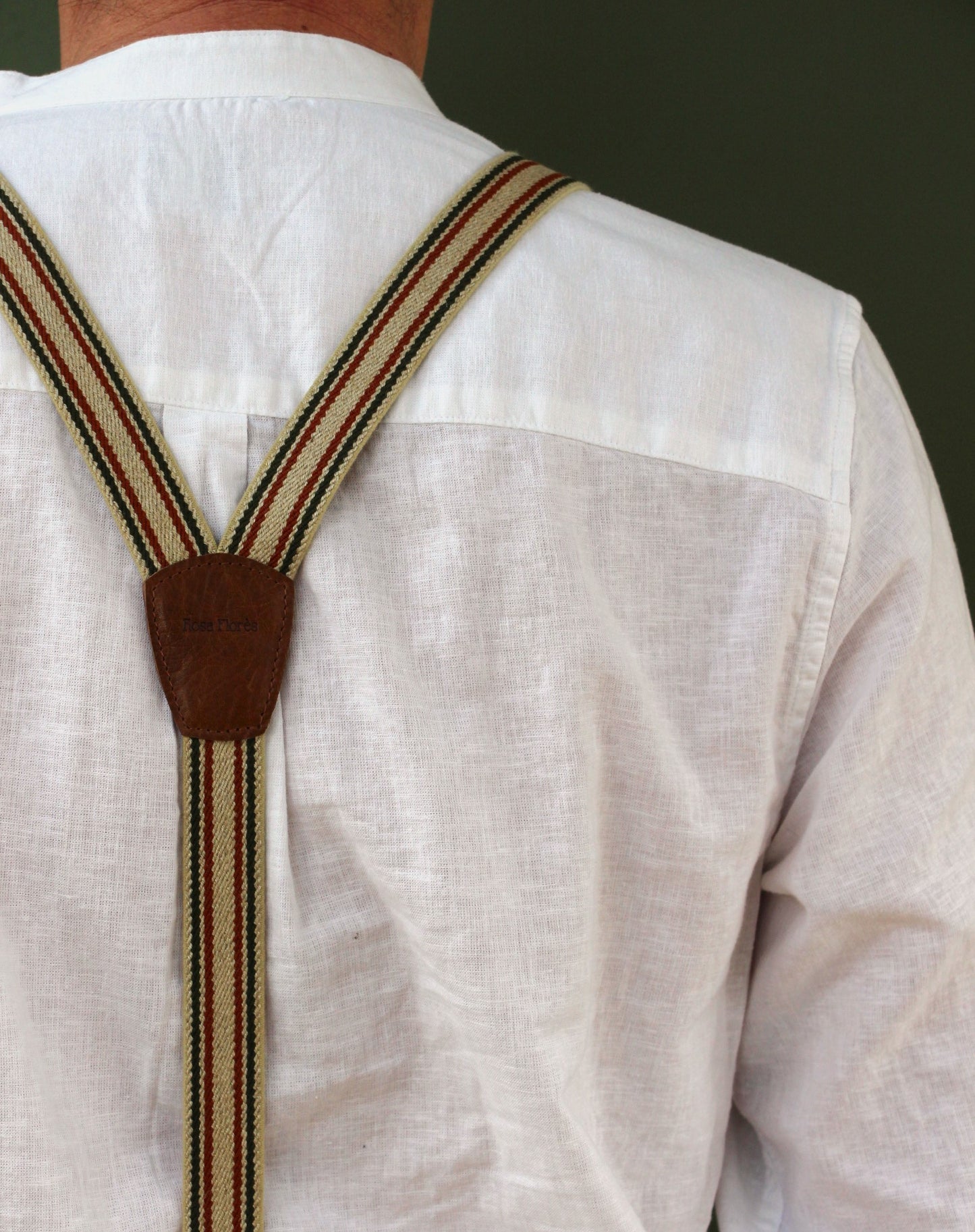 Bretelles en cuir et élastique coton