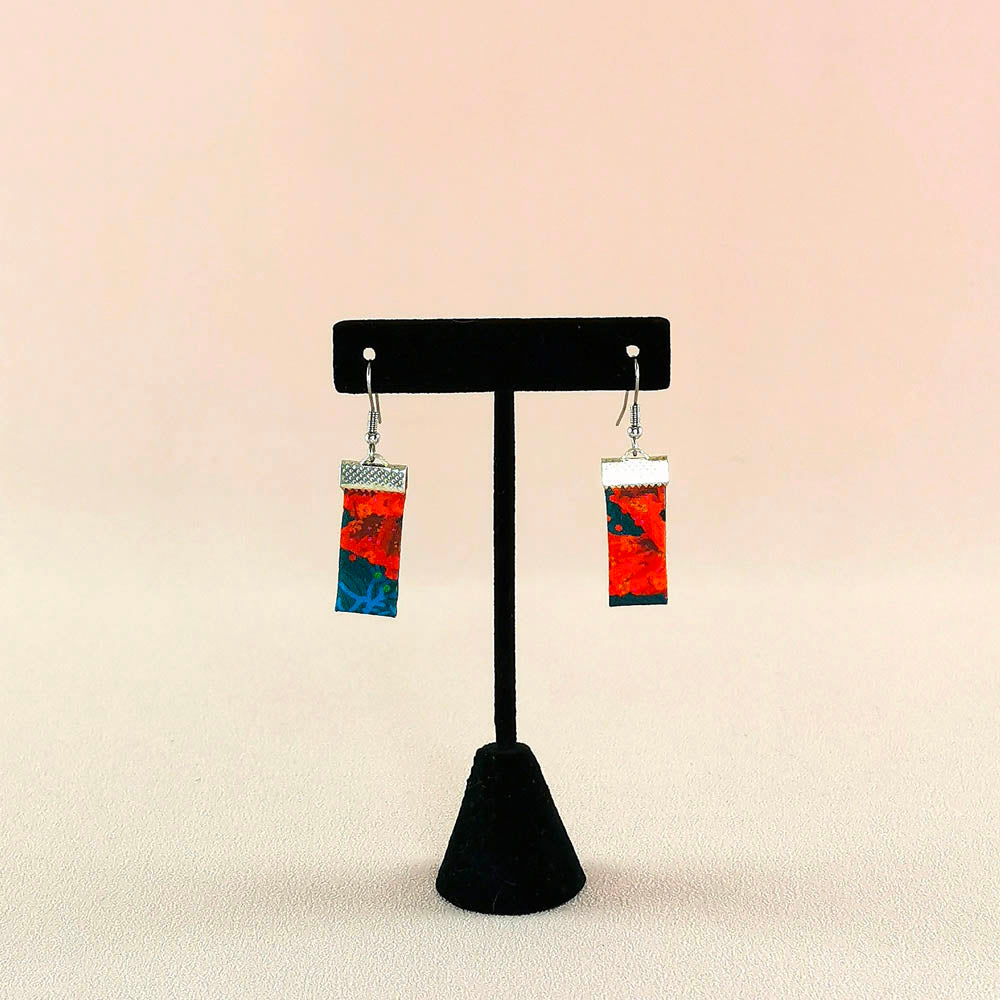 Boucles d’oreilles rectangles en tissu