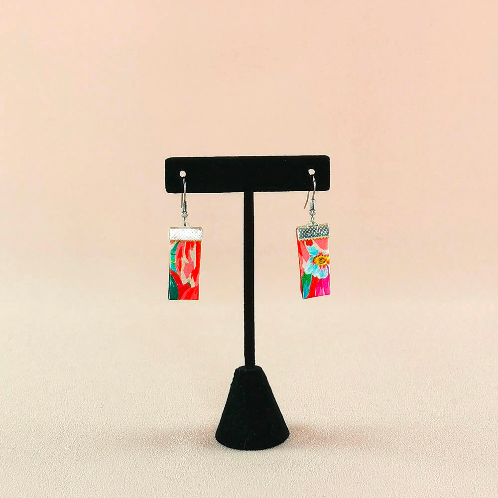 Boucles d’oreilles rectangles en tissu