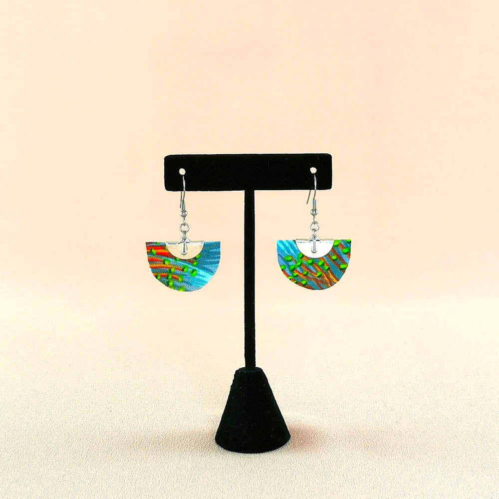 Boucles d’oreilles demi-lune en tissu