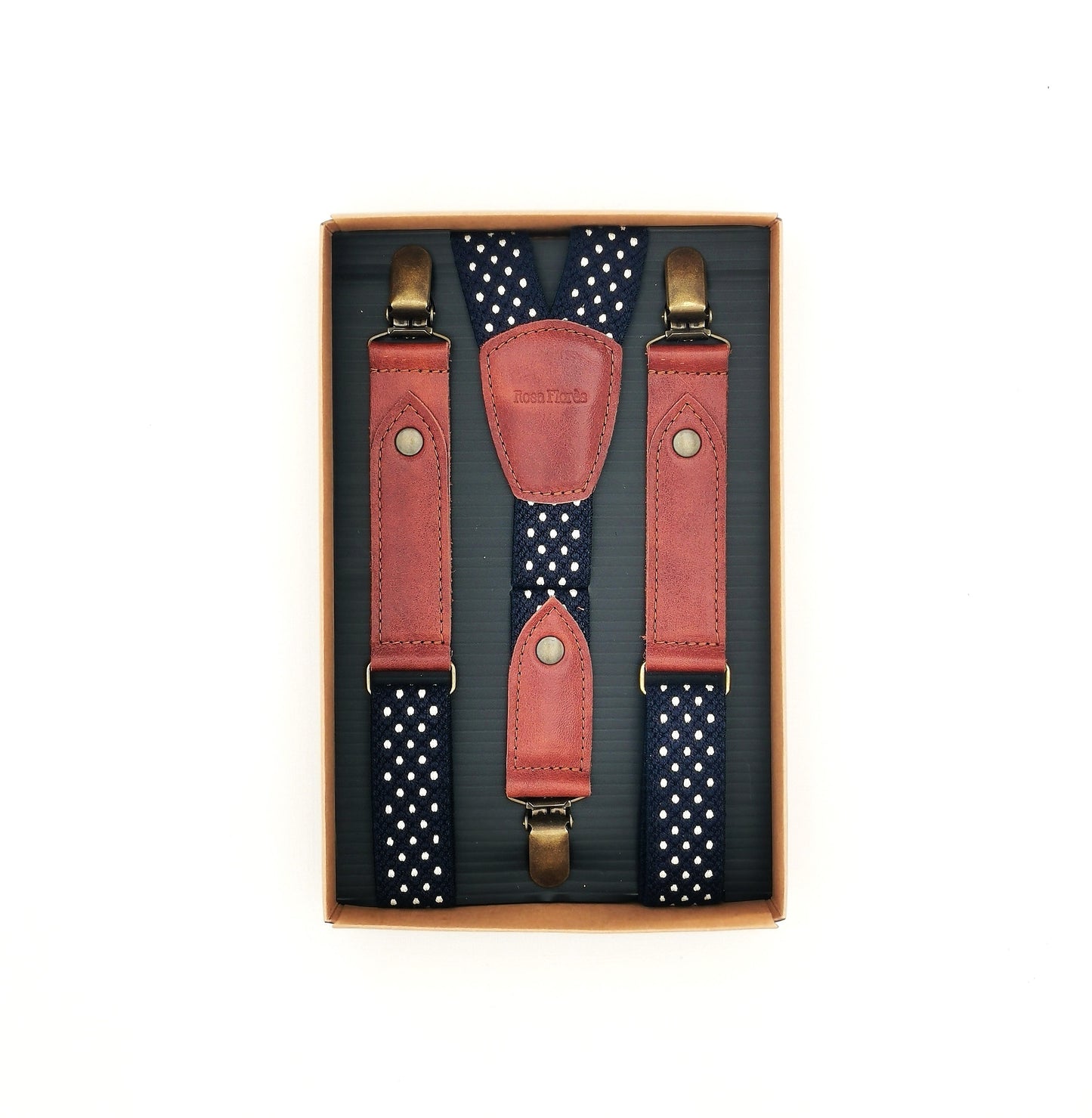 Bretelles en cuir et élastique coton