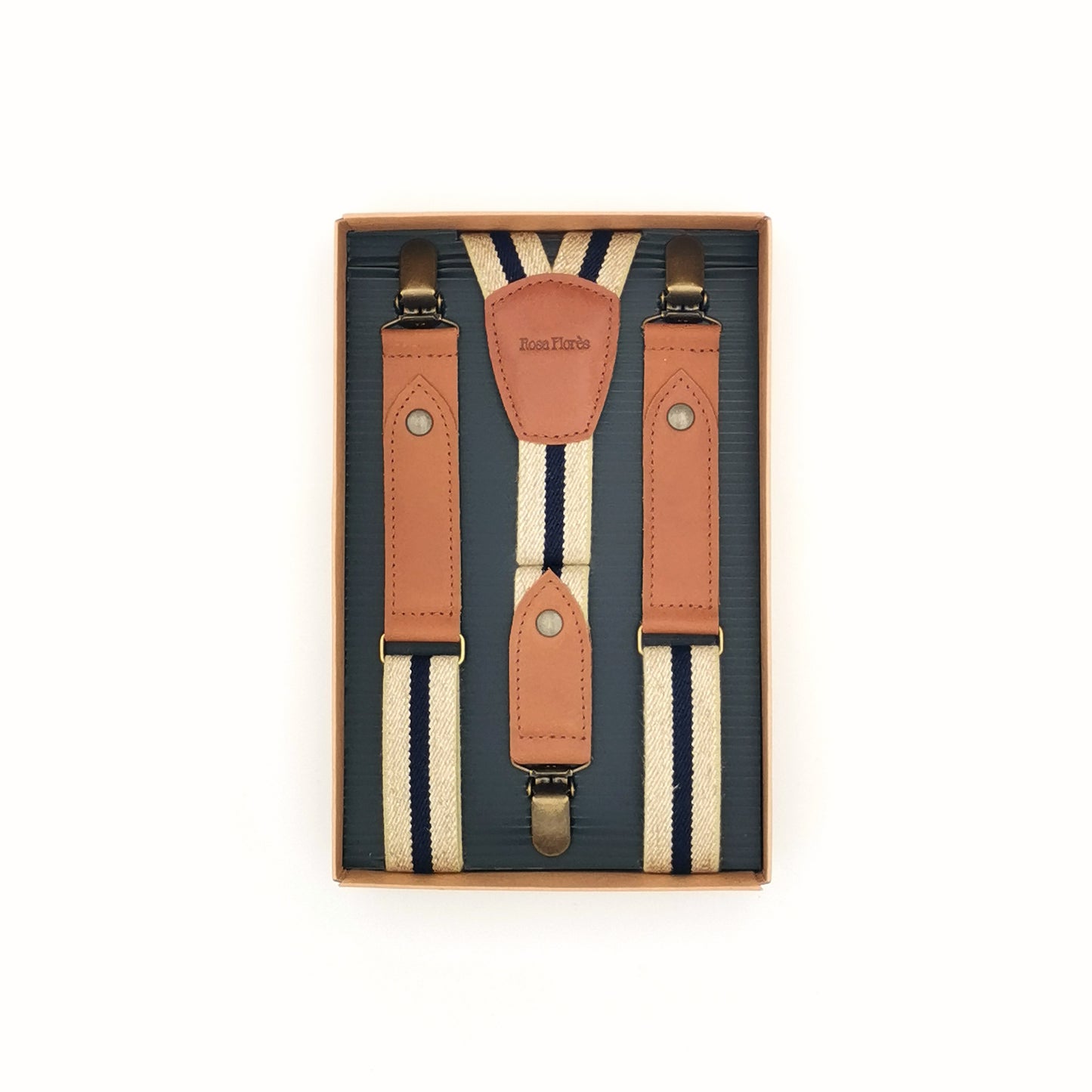 Bretelles en cuir et élastique coton