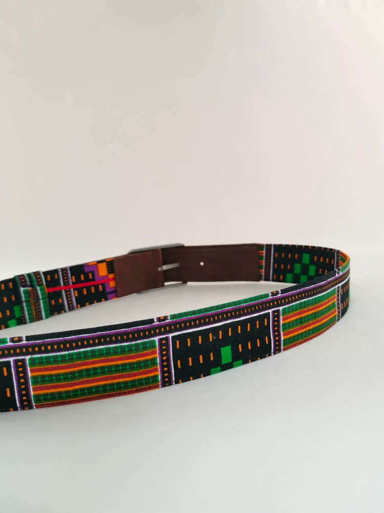 Ceinture en cuir et tissu
