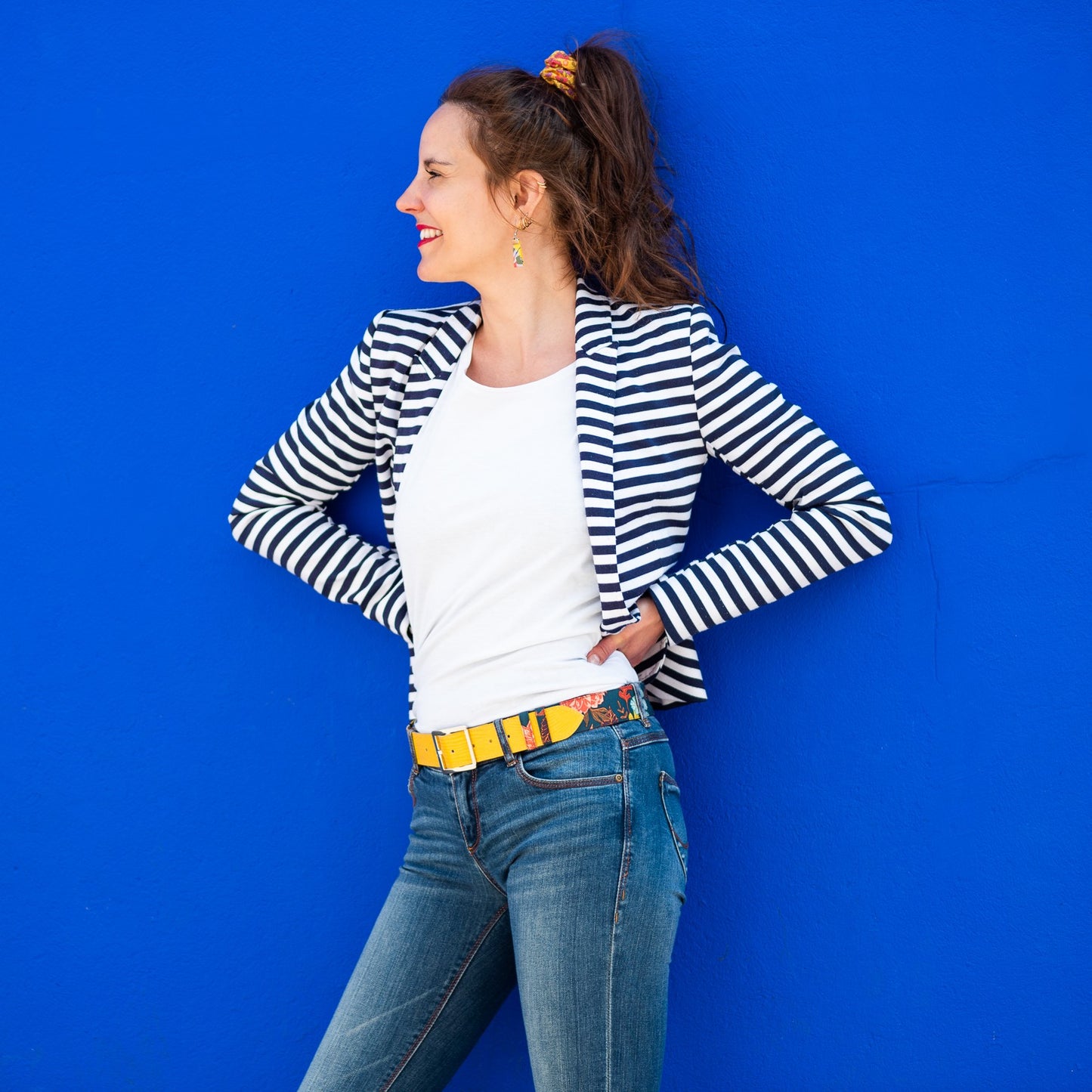 Ceinture en cuir et tissu
