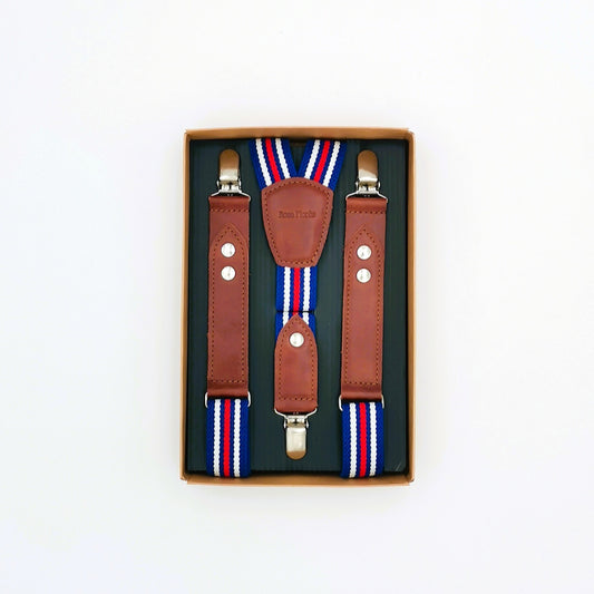 Bretelles en cuir et élastique coton