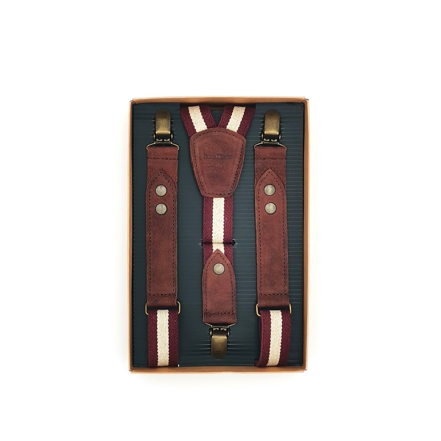 Bretelles en cuir et élastique coton
