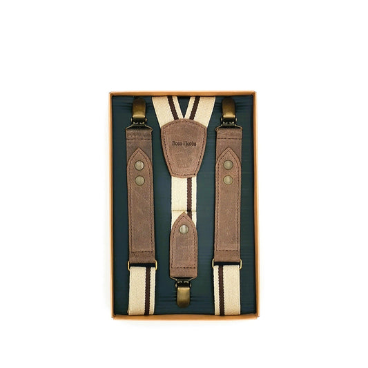 Bretelles en cuir et élastique coton