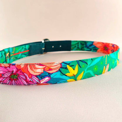 Ceinture en cuir et tissu