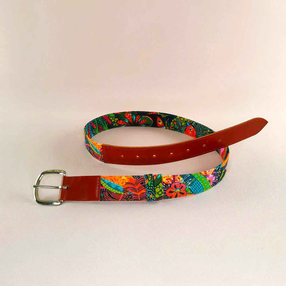 Ceinture en cuir et tissu