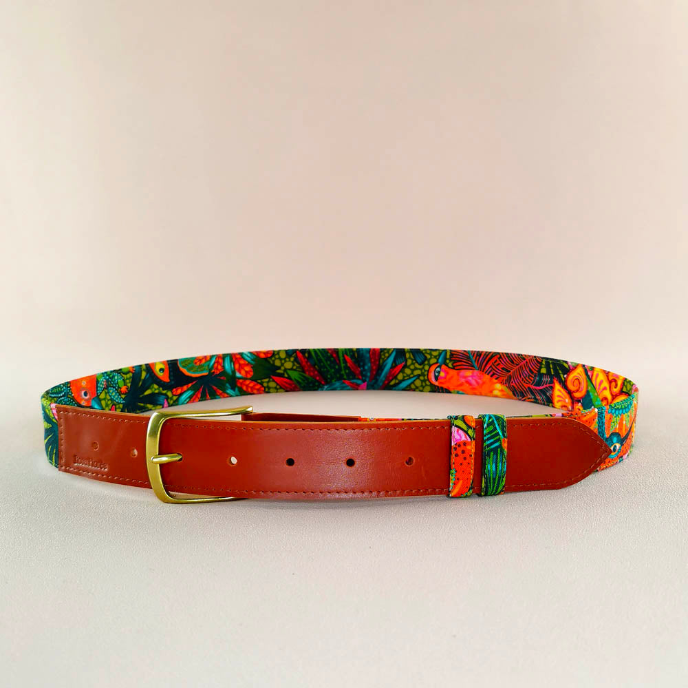 Ceinture en cuir et tissu