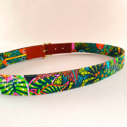 Ceinture en cuir et tissu