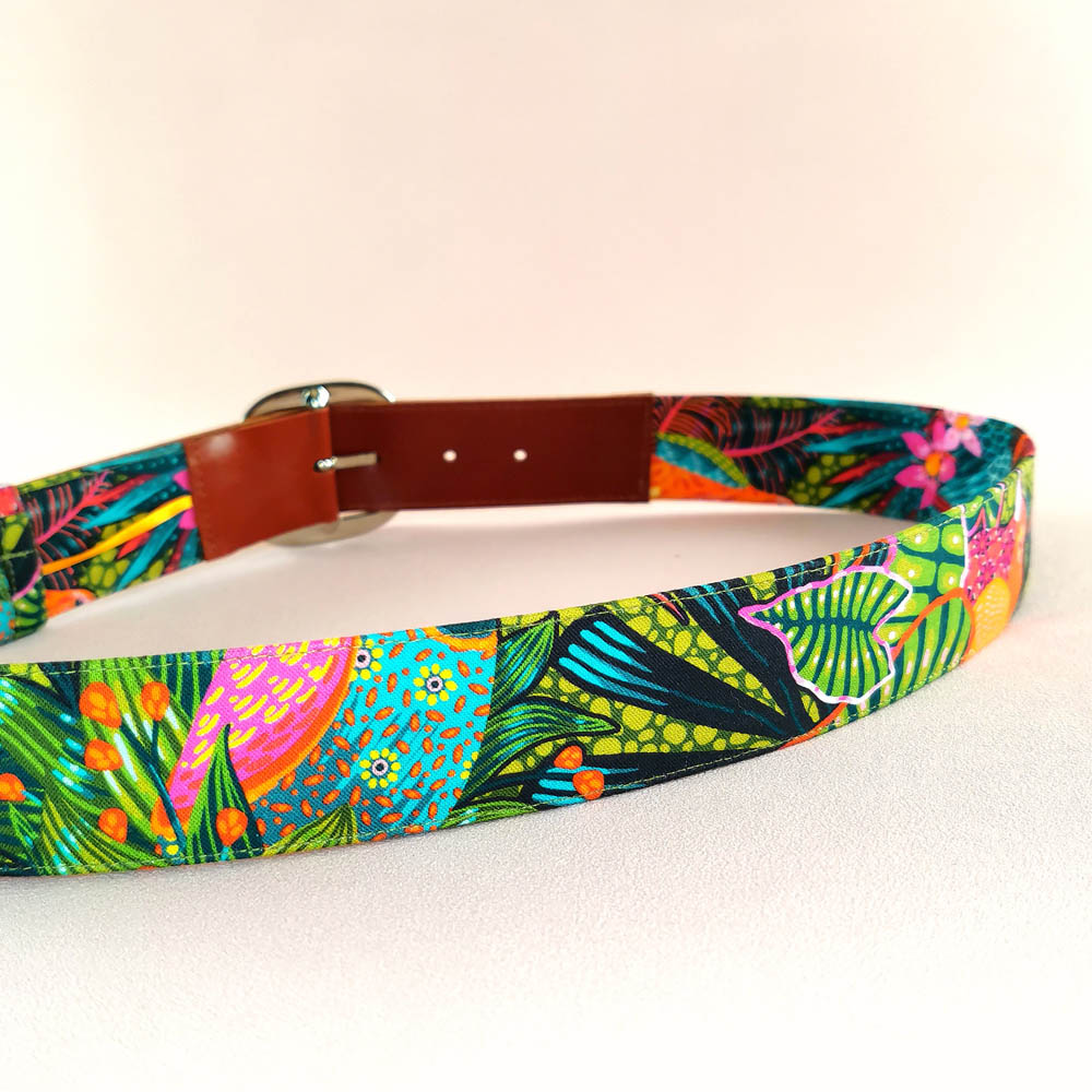 Ceinture en cuir et tissu