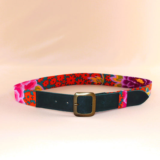 Ceinture en cuir et tissu