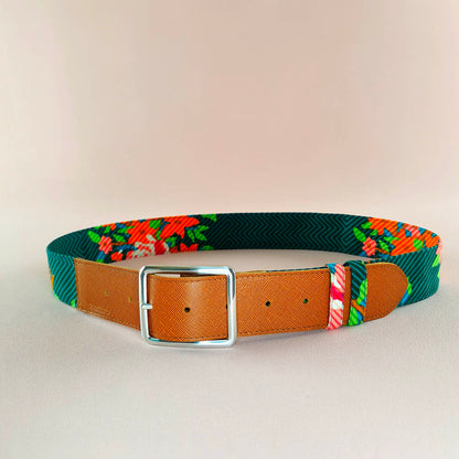 Ceinture en cuir et tissu