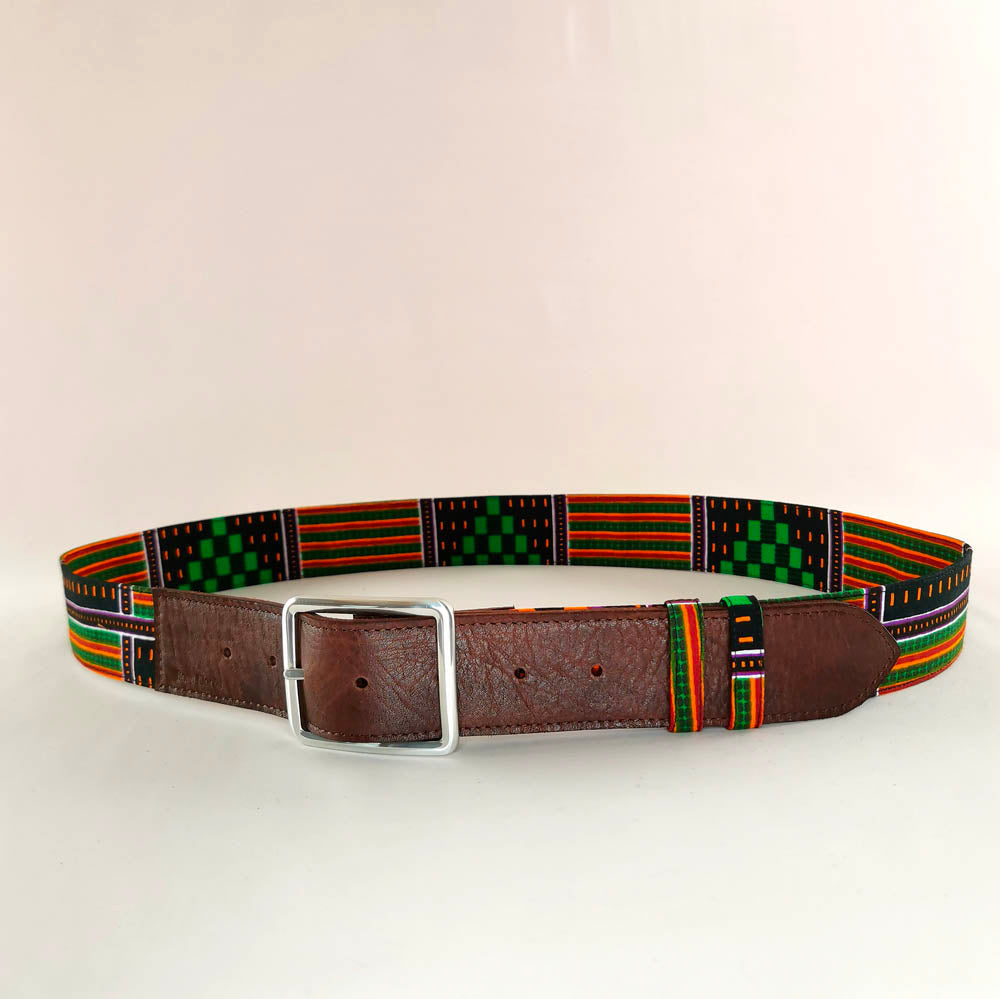 Ceinture en cuir et tissu