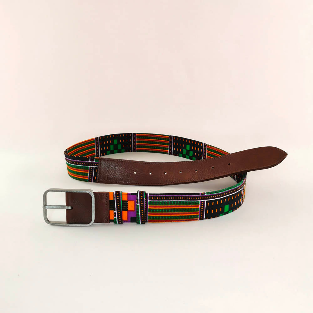 Ceinture en cuir et tissu