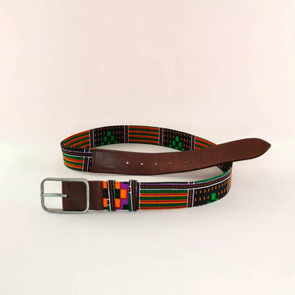 Ceinture en cuir et tissu