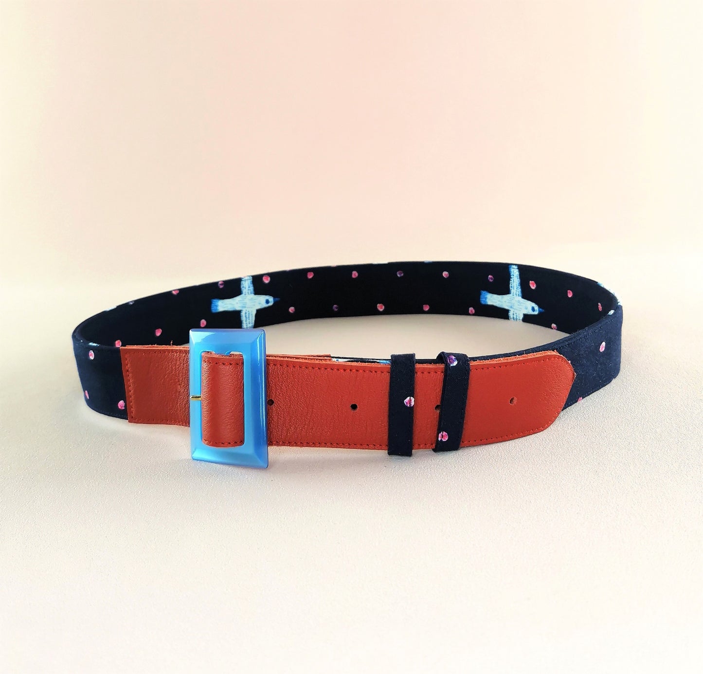 Ceinture en cuir et tissu